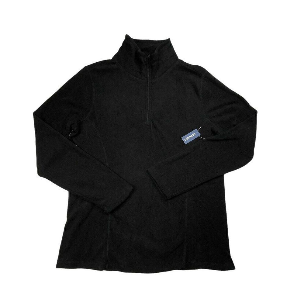Old Navy 1/4 Zip Fleece Pullover Black Slim Fit NEW
